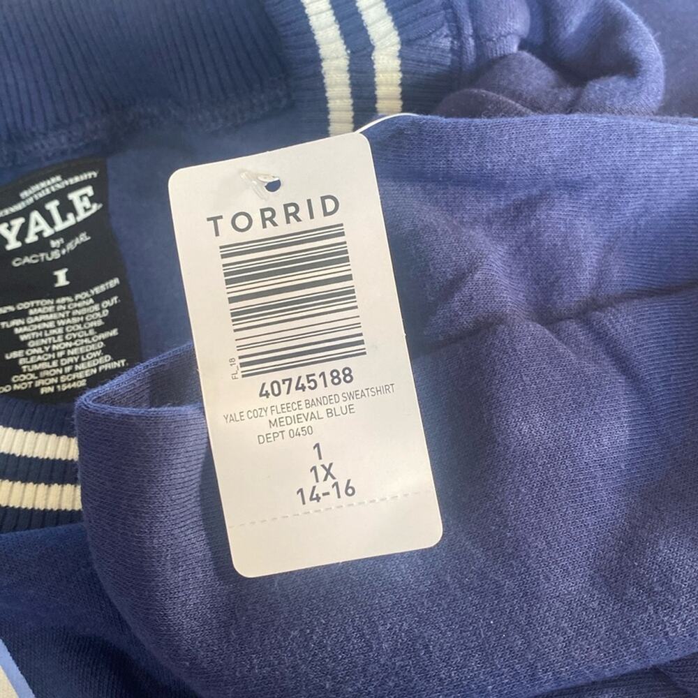 Torrid Yale Cozy Fleece Banded V-Neck Sweatshirt - Picture 3 of 8